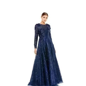 New Mac Duggal Gown 11121  Size 9 Navy Blue Retails